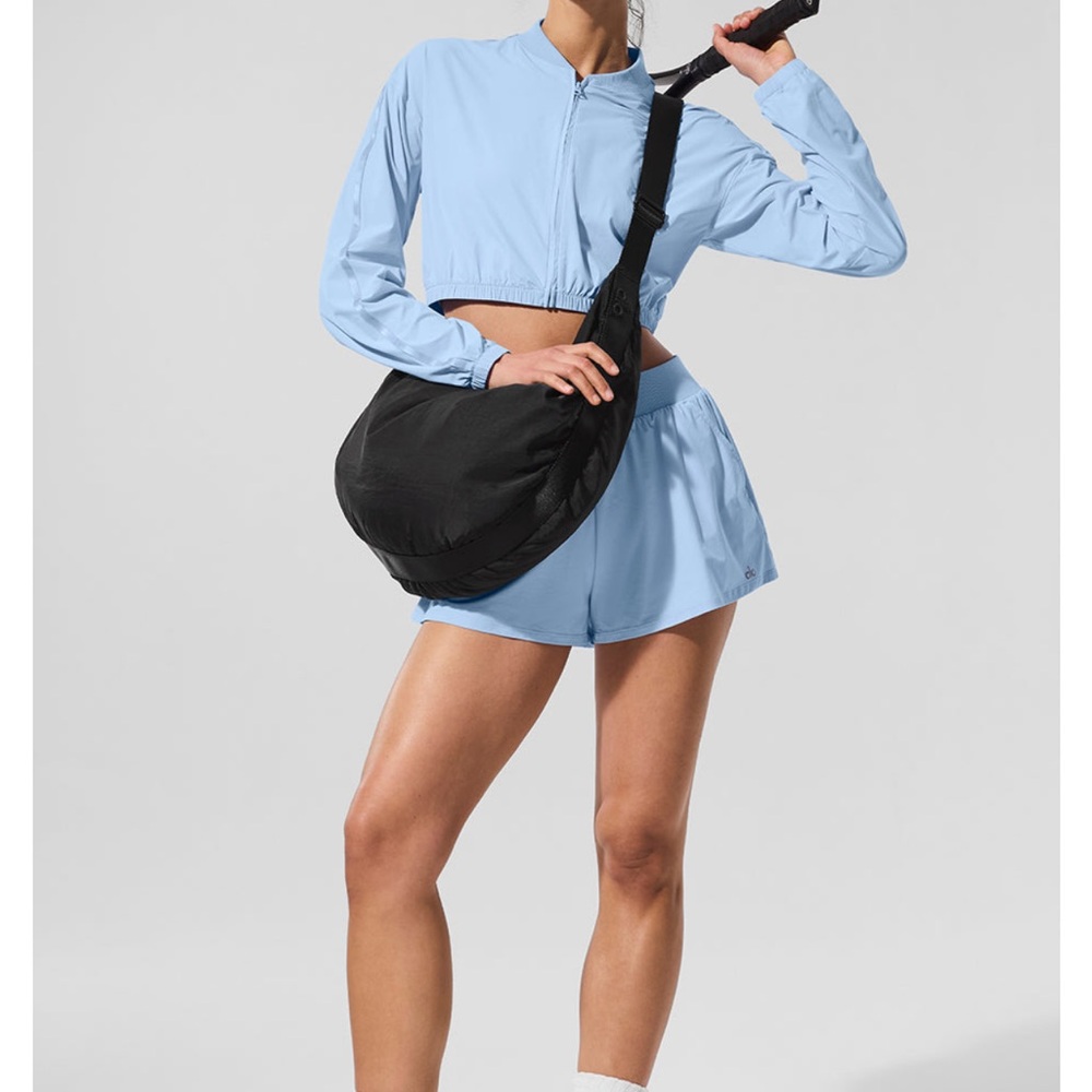 ALO Yoga seashell Blue crop Bomber Jacket